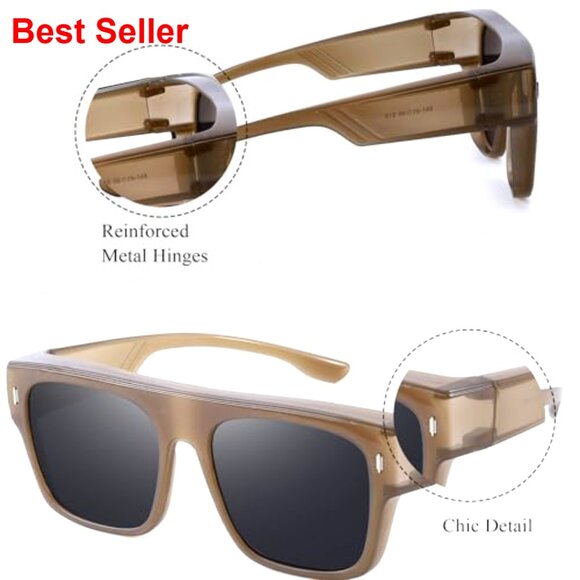 Oversized Polarized Square Fit Over Sunglasses with UV Protection